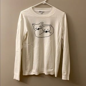 Size M - ivory Teddie Sweater with fox design